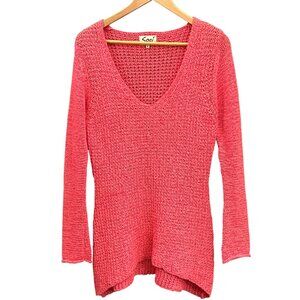 Sogi Women's Open Knit V Neck Sweater Medium Beach Cover Up Swim Summer Y2K